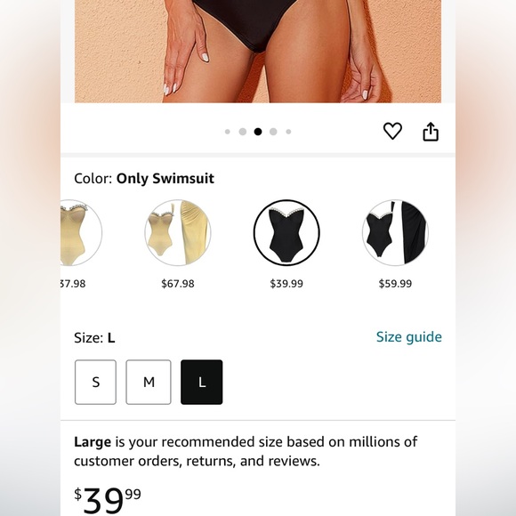 Black Double Shoulder Straps Chest Pearl One Piece Swimsuit - Picture 2 of 8